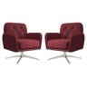 Kit 2 Poltronas Decorativas Mirna Suede Bordô Base Giratória - 1