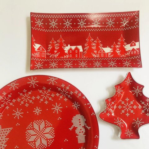 Conjunto Natalino: Travessa, Petisqueira, Prato para Bolo