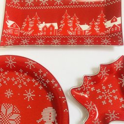 Conjunto Natalino: Travessa, Petisqueira, Prato para Bolo - 2