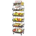 Ver imagem 6 de Fruteira de Chão Multiuso com 6 Cestos e Rodízios 120cm Preta