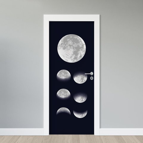 Adesivo Porta - Fases da Lua 5 - P - 73x213 Cm