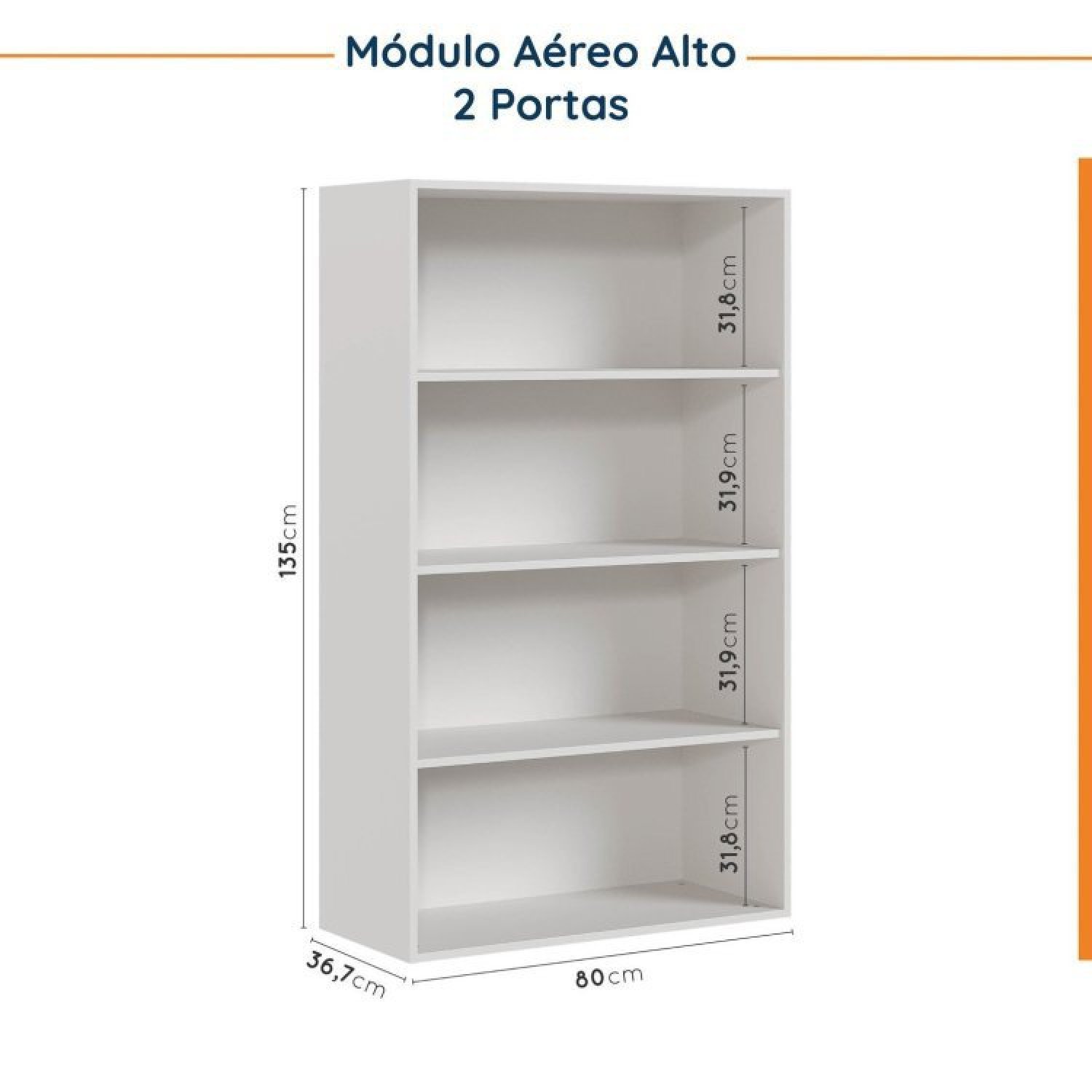 Cozinha Modulada 4 Peças com Tampo 2 Aéreos 5 Portas e 2 Balcões Ipanema CabeCasa MadeiraMadeira - 9