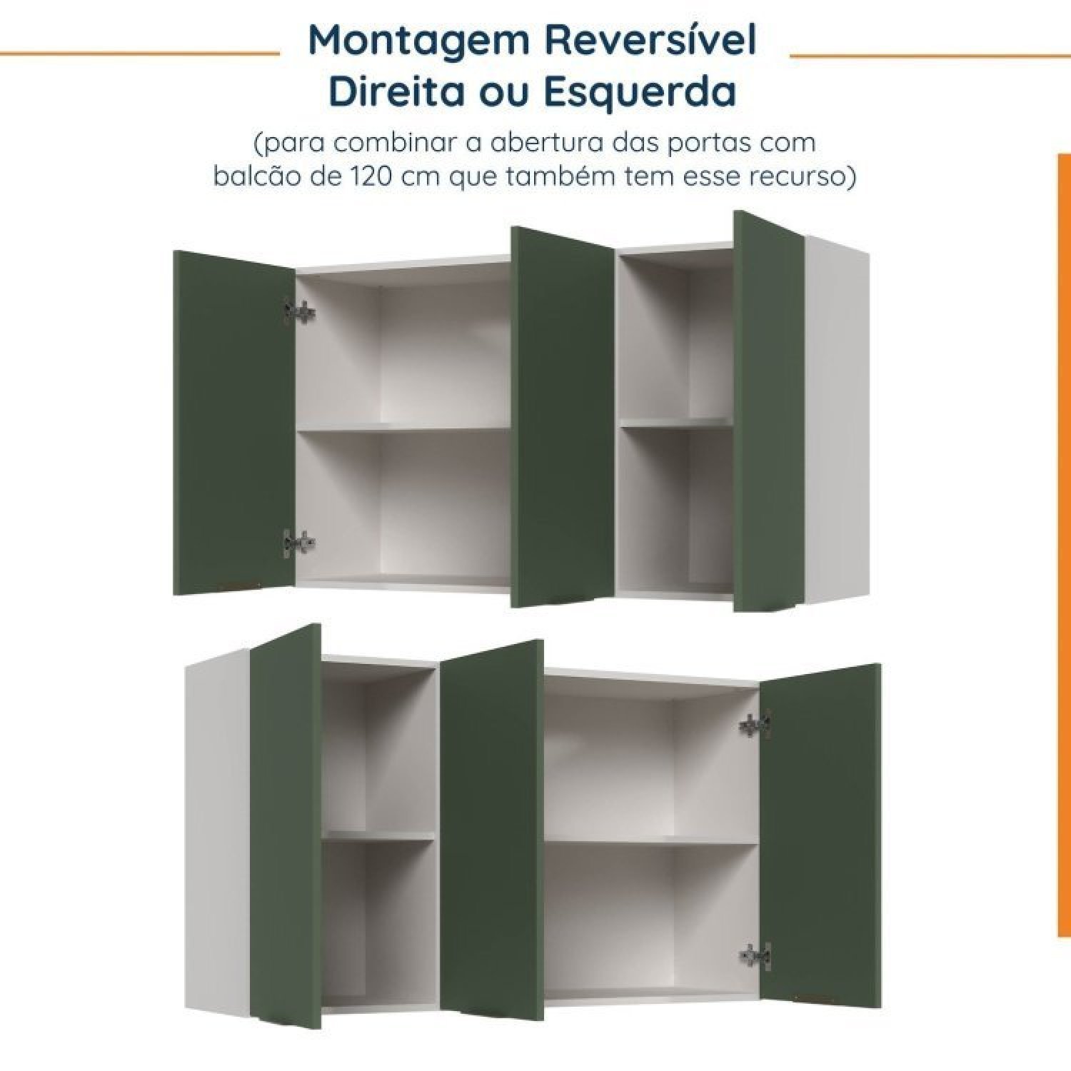 Cozinha Modulada 4 Peças com Tampo 2 Aéreos 5 Portas e 2 Balcões Ipanema CabeCasa MadeiraMadeira - 11