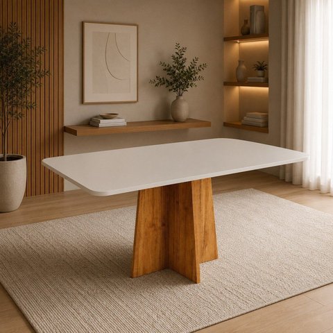 Mesa de Jantar 6 Lugares Retangular 160x80cm MDF Aires Mel