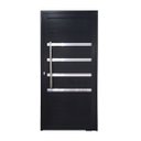Ver imagem 1 de Porta Pivotante de Alumínio Preto com Puxador e Friso Linha 30 Roma - Direita / 210 x 120