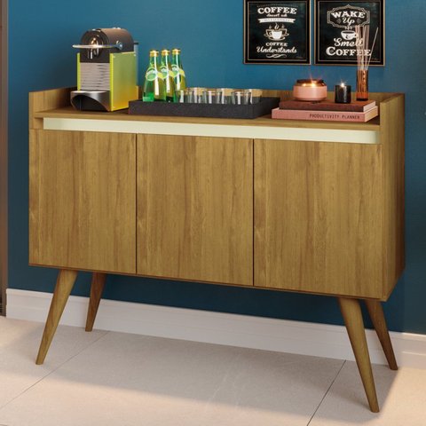 Buffet Aparador 3 Portas Gold Marrom/Mel/Pérola