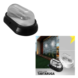 Tartaruga Luminária Lumi Parede Muro sem Grade Preta
