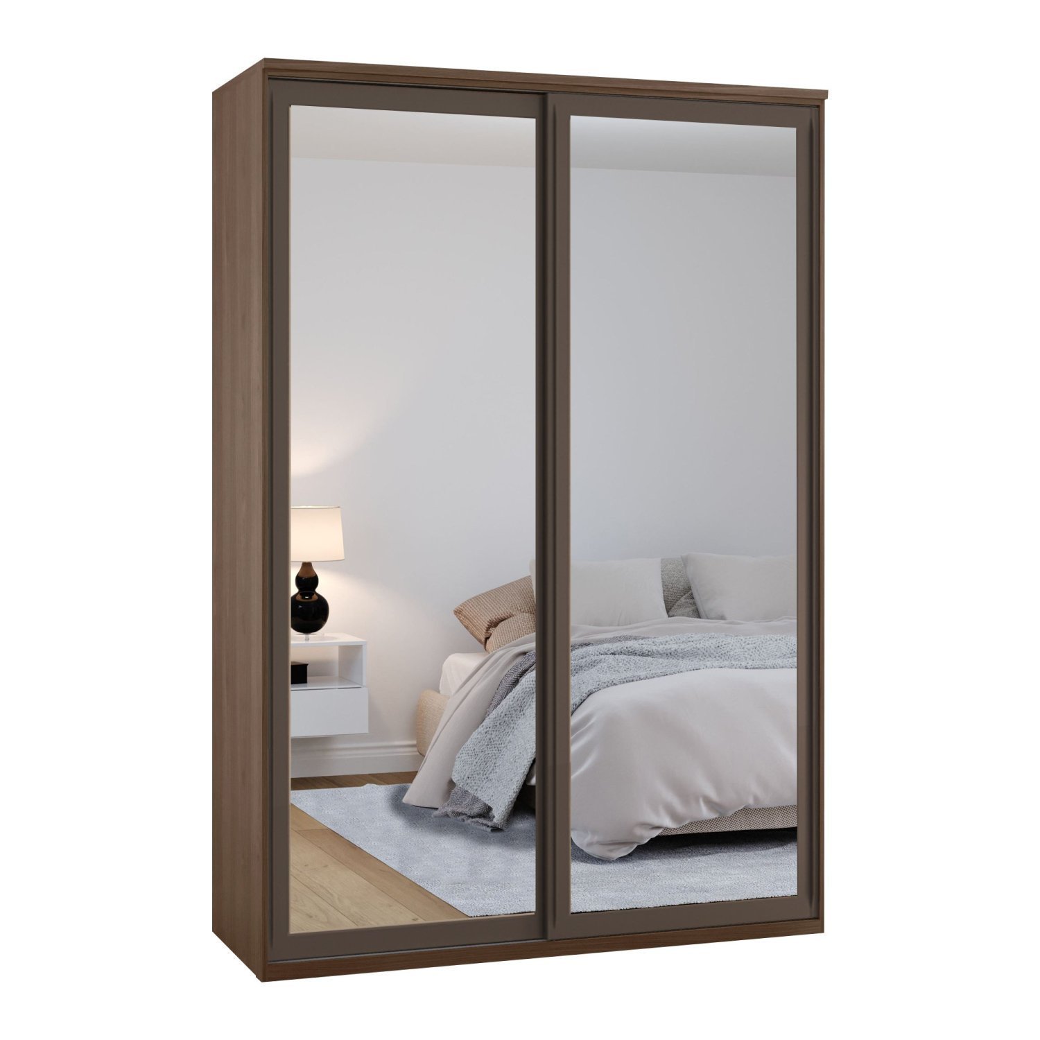 Guarda-Roupa Modulado Solteiro 1,60m 2 Portas de Correr 3 Gavetas 2 Espelhos Moldura MDF Attuale - 3