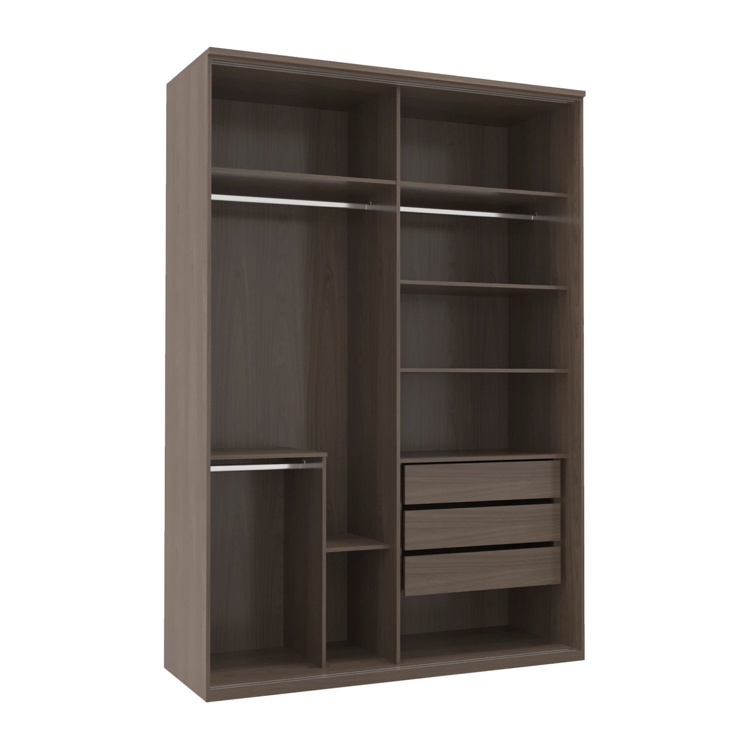 Guarda-Roupa Modulado Solteiro 1,60m 2 Portas de Correr 3 Gavetas 2 Espelhos Moldura MDF Attuale - 2