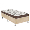 Cama Box Solteiro Suede Bege + Colchão Solteiro Suede Marrom Espuma 88x188x55 - 1