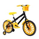 Ver mais imagens de Bicicleta Infantil Masculina Aro 16 Nylon Preta e Amarela