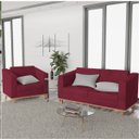 Ver imagem 2 de Kit Sofá 2 Lugares e Poltrona Europa Suede ADJ Decor - Bordô