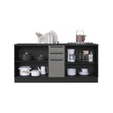 Ver imagem 2 de Kit 2 Balcões Modulados Gabinete Pia e Cooktop 200cm com Tampo Mônaco Cinza Chumbo/Titânio