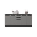 Ver imagem 3 de Kit 2 Balcões Modulados Gabinete Pia e Cooktop 200cm com Tampo Mônaco Cinza Chumbo/Titânio