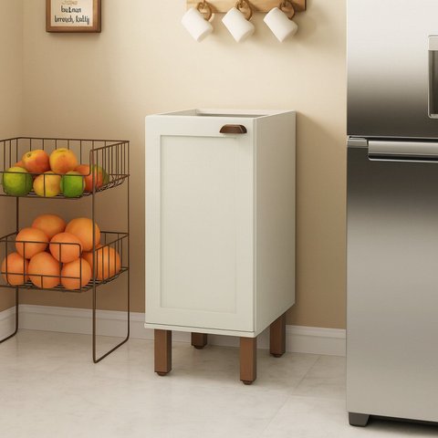 Balcão 1 Porta Americano 100% MDF sem Tampo Iluminata Branco