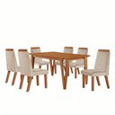 Ver imagem 2 de Conjunto Sala de Jantar Mesa Elos 1,60x0,80 Tampo Amadeirado 6 Cadeiras Riviera Cinamomo/Creme