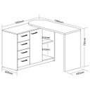 Ver imagem 2 de Escrivaninha em L com 4 Gavetas 1 Porta e Nicho London Branco