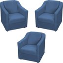 Ver imagem 1 de Kit 3 Poltronas Mila Pé de Plástico Cromado - Azul-marinho Suede