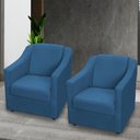 Ver imagem 6 de Kit 3 Poltronas Mila Pé de Plástico Cromado - Azul-marinho Suede