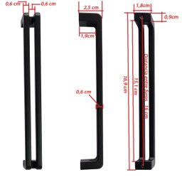 10 Puxadores Italiano 16cm Aço Preto Fosco Gaveta Armário - 2