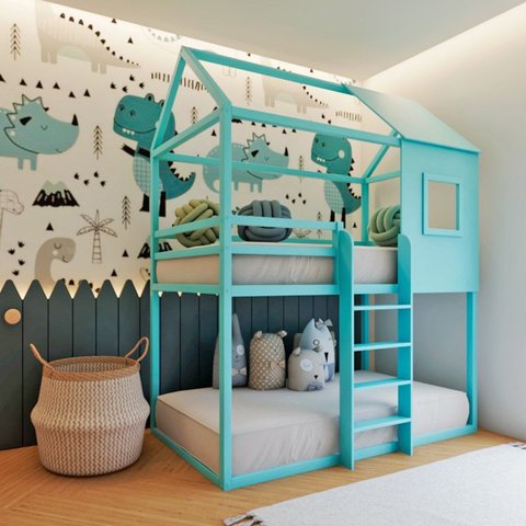 Beliche Infantil Casinha Janelinha Azul/Céu da Antártida