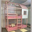 Ver imagem 4 de Beliche Infantil Casinha Janelinha Rosa/Branco