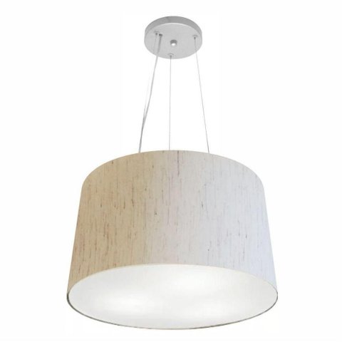 Lustre Pendente Cone Vivare Md-4153 Cúpula em Tecido 30/45x40cm - Bivolt Linho Bege 127/220v