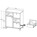 Ver imagem 5 de Balcão para Escritório e Home Office com 1 Porta 2 Gavetas Nordik Marrom/Carvalho/Grafito/Branco Art