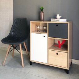 Balcão para Escritório e Home Office com 1 Porta 2 Gavetas Nordik - 12