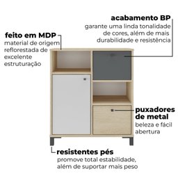 Balcão para Escritório e Home Office com 1 Porta 2 Gavetas Nordik - 7