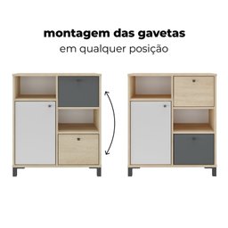 Balcão para Escritório e Home Office com 1 Porta 2 Gavetas Nordik - 9