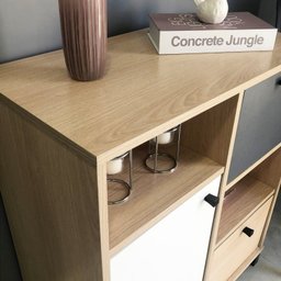 Balcão para Escritório e Home Office com 1 Porta 2 Gavetas Nordik - 11