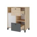 Ver imagem 3 de Balcão para Escritório e Home Office com 1 Porta 2 Gavetas Nordik Marrom/Carvalho/Grafito/Branco Art