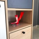 Ver imagem 6 de Armário Multiuso Baixo para Escritório Balcão com 1 Porta 2 Gavetas Nordik Marrom Branco e Cinza Art