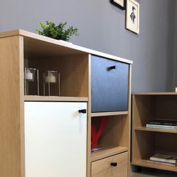 Balcão para Escritório e Home Office com 1 Porta 2 Gavetas Nordik - 10