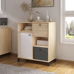 Balcão para Escritório e Home Office com 1 Porta 2 Gavetas Nordik
