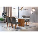Ver imagem 1 de Sala De Jantar Mesa 120cm Mdf Canto Reto Com 4 Cadeiras Athenas Moderna Grafite, Off White E Imbuia
