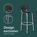 Ver imagem 4 de Kit 5 Banquetas Alta Banco para Balcão Junco Preto Àrea Gourmet Ilha Bancada bares Churrasqueira