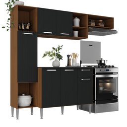 Armário de Cozinha Compacta Smart Multimóveis Mp2219 Madeirado/preto - 1