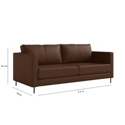 Sofá de Couro 2 Lugares Zeus YesCasa 2,00 cm - 3