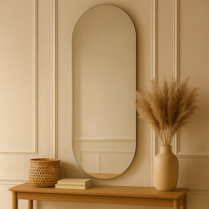 Espelheira para Banheiro Oval Lapidado Quarto Sala 80 X 50 Cm C/suporte