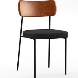 Kit 02 Cadeiras Estofadas para Sala de Jantar Melina L02 Couríssimo Camel Linho Chumbo - Lyam - 3