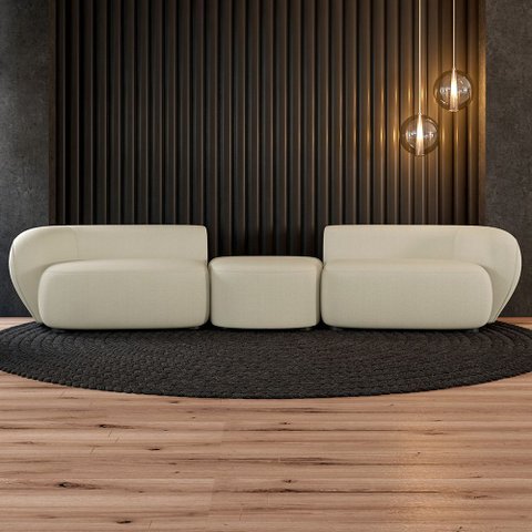 Sofá Versátil Sala de Estar Egito 322cm Modulado Bouclê Bege Claro G52 - Gran Belo