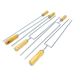 Kit 3 Espeto Espada + 3  Espeto Duplo Profissional Para Linguiça Churrasco Marivent - 2