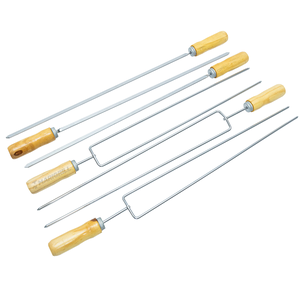 Kit 3 Espeto Espada + 3  Espeto Duplo Profissional Para Linguiça Churrasco Marivent