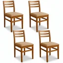 Ver imagem 2 de Kit 4 Cadeiras para Sala de Jantar Estofadas em Madeira Maciça Diamante Mel e Bege Estofado