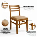 Ver imagem 5 de Kit 4 Cadeiras para Sala de Jantar Estofadas em Madeira Maciça Diamante Mel e Bege Estofado