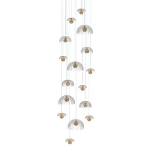 Lustre Big Medusa Ac. Cristal para pé direito alto