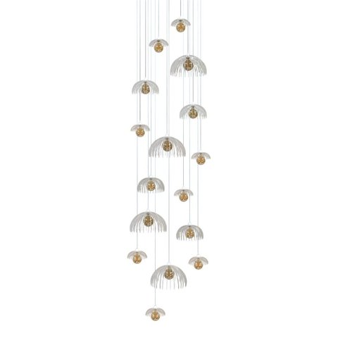 Lustre Big Medusa Ac. Cristal para pé direito alto