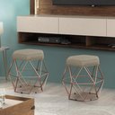 Ver imagem 3 de Puff Onix Bronze Suede Bege Metal Móveis